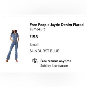 Free People Jayde Denim Jumpsuit in Blue